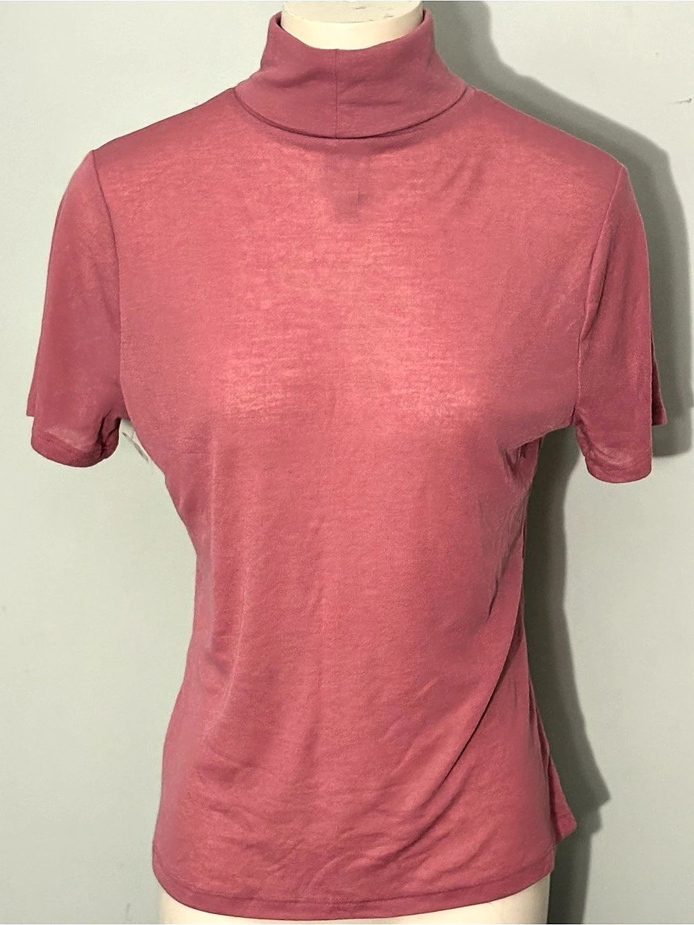 Worthington Pink Short Sleeve Mock Neck Size Large